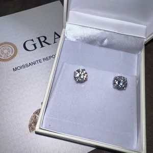 6ct tw white gold moissanite diamond studs